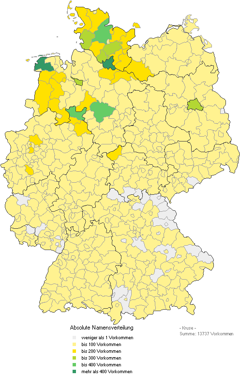 Familiennamenverteilung KRUSE